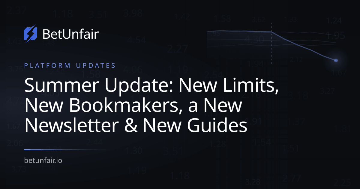 Summer Update: New Limits, New Bookmakers, a New Newsletter & New Guides