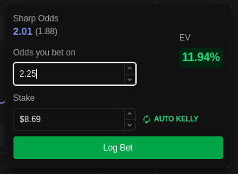 Optimal bet stake calculator interface